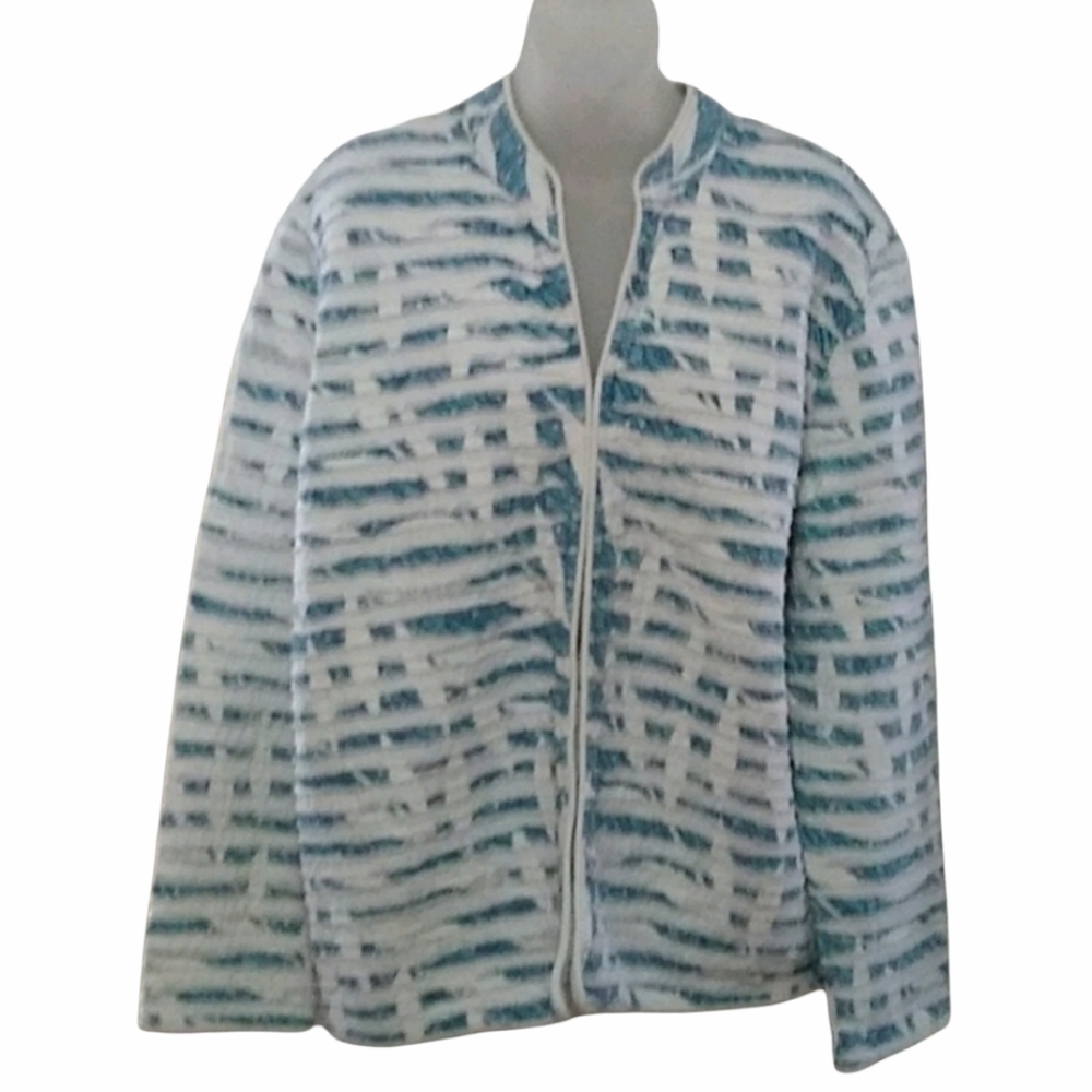 MARSH LANDING Blue & White Cotton Rag Style Printed Shacket Shirt Jacket